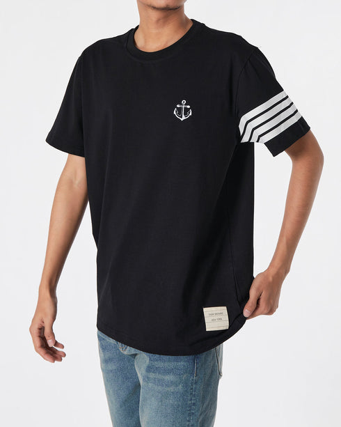 THOM BROWNE NEW YORK ANCHOR EMBROIDERED T-SHIRT - BLACK